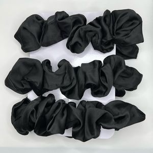 Black Silk Oversized Hair Scrunchies